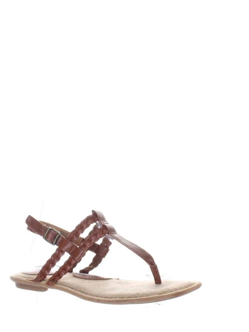 Braided Brown Leather T-Strap Women's Sandals New 8 - Picture 2 of 8